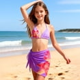 thumbnail image 3 of Ymyiu Girls Bathing Suit Baby Girls Swimsuit Toddler Bathing Suit 3-Pieces Bikini Swimwear Beach Outfit Set Size 7-8 Years (Purple,7-8 Years), 3 of 4