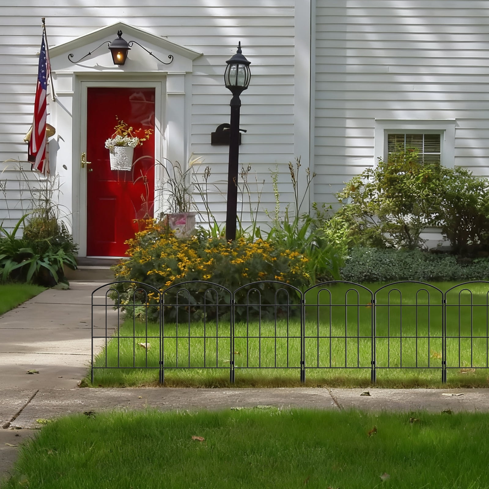 28-Pack Decorative Garden Fence – Double-Arc Metal Border, Rustproof Animal Barrier for Yard, Flower Bed, Patio (Black)