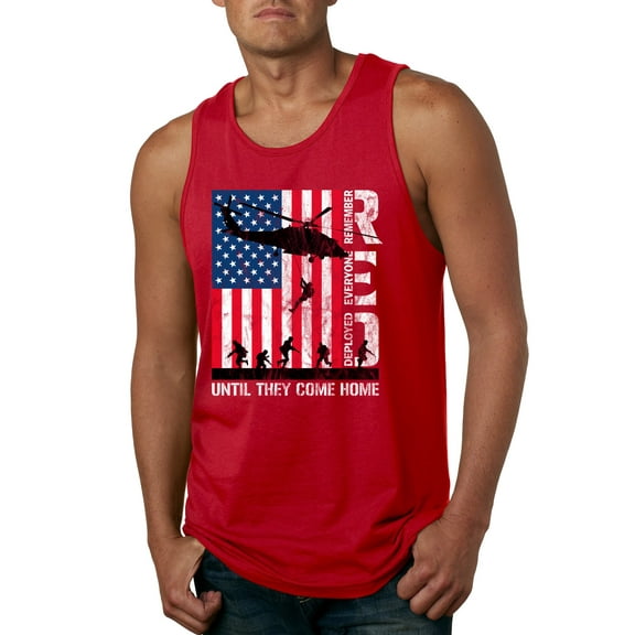 Wild Bobby RED Remember Everyone Deployed Until They Come Home USA Military Men Tank Top