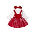 thumbnail image 2 of Bagilaanoe 3Pcs Newborn Valentine's Day Outfits Baby Girls Overalls Dress Set Flare Long Sleeve Romper Tops + Suspender Skirt + Headband 3M 6M 9M 12M 18M Infant Casual Clothes, 2 of 8
