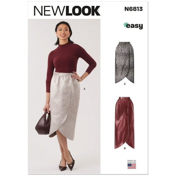 New Look Sewing Pattern 6813 - Misses' Wrap Skirt in Two Lengths, Size: A (8-10-12-14-16-18-20-22)