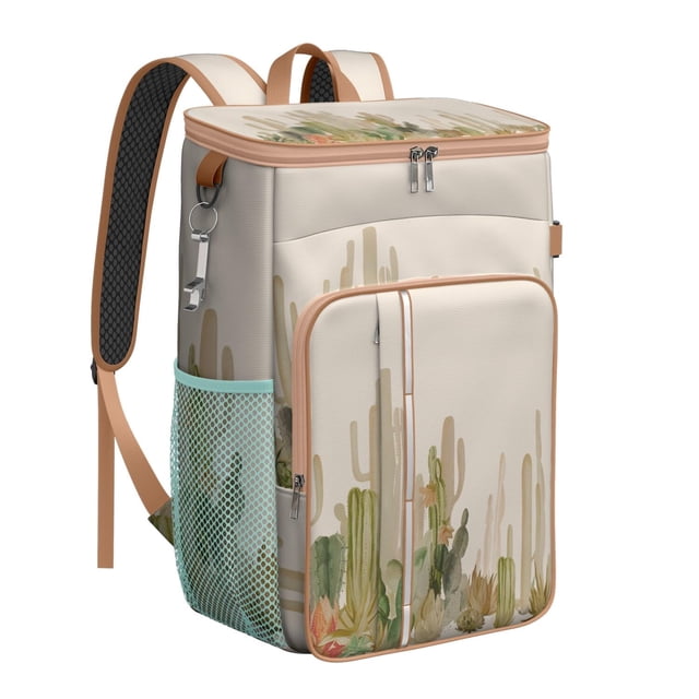 Sac à Dos Succulent Boho, Sac Isotherme Étanche avec Design Cactus Aquarelle pour Randonnée, Camping et Voyage