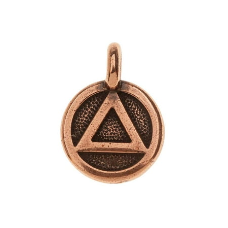 Symbol Charm Gold Plated - TierraCast Pewter Charm, Round Recovery Symbol 16.5x11.5mm, 1 Piece, Antiqued Copper Plated