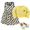 thumbnail image 2 of Hudson Baby Infant Girl Cotton Dress, Cardigan and Shoe 3pc Set, Daisy, 9-12 Months, 2 of 2