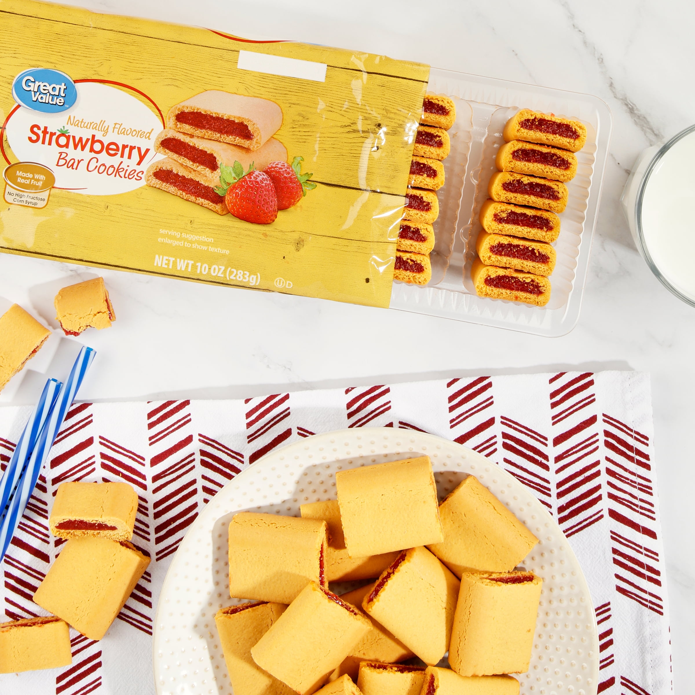 Great Value Strawberry Bar Cookies, 10 oz