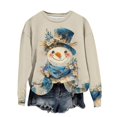thumbnail image 1 of Chandails en Molleton de Noël pour Femmes Grande Taille Col Rond Imprimé Père Noël Manches Longues Vêtements d'Automne Amusants Mode Hiver, 1 of 4