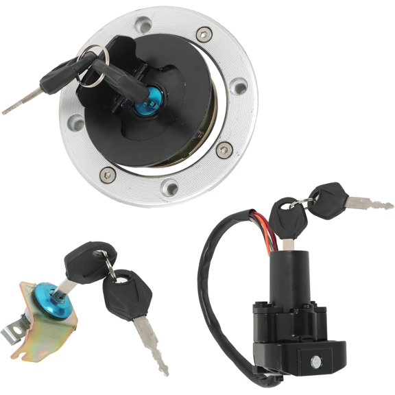 LABLT Ignition Switch Fuel Gas Cap Seat Lock Key Set Replacement for Suzuki GSXR1300 Hayabusa 37100-24F00 1999-2007