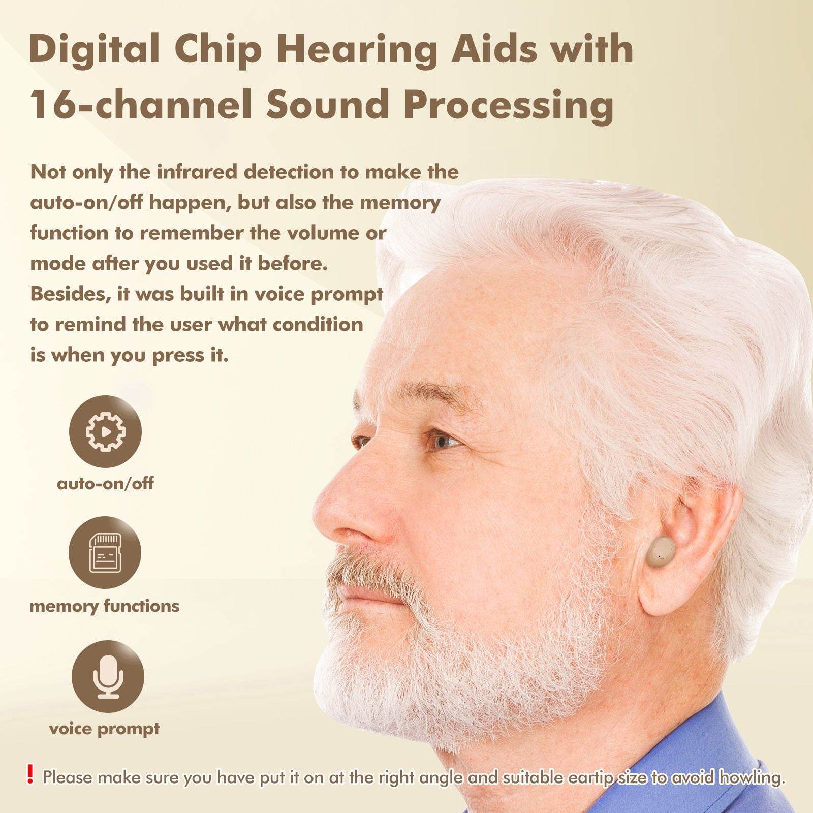 AuyeeSnc Rechargeable Hearing Aids Super Mini True OTC Digital Chip,Big Button,LED Display, Invisible,Auto On/Off