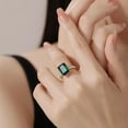 thumbnail image 5 of AFFY Solitaire Engagement Ring, 10X14MM Emerald Shape Zambian Emerald Lab Grown Gemstone & Created Moissanite Wedding Promise Ring In 14K Yellow Gold Over Sterling Silver (6.40 Cttw), Size-5, 5 of 6