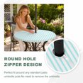 thumbnail image 4 of Round Outdoor Tablecloth with Umbrella Hole and Zipper, Thin Aqua Striped Tablecloth with Elastic Waterproof, Farmhouse Modern Stripes Patio Table Covers for 31" - 35" Picnic Pool Tables, 4 of 9