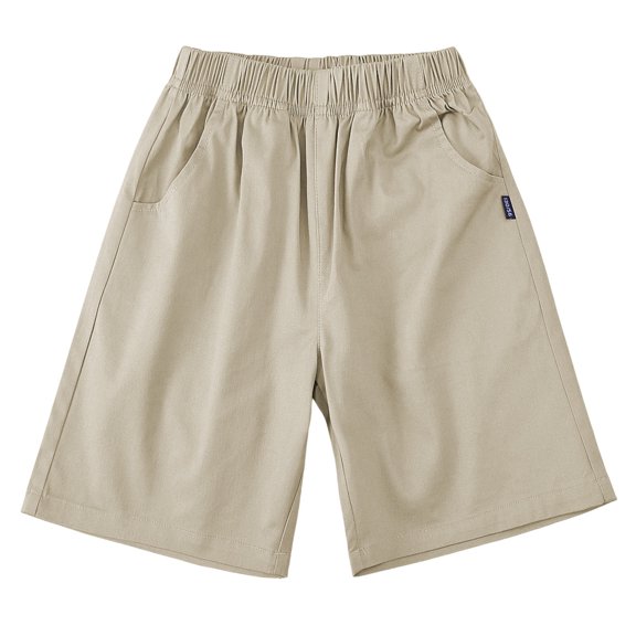 CAIVO Boys Summer School Shorts Students Comfortable Casual Elastic Waist Flat Front Lightweight Twill Fabric To Fit Boys From 3 To 18 Years Stylish Child Solid Color Clothing