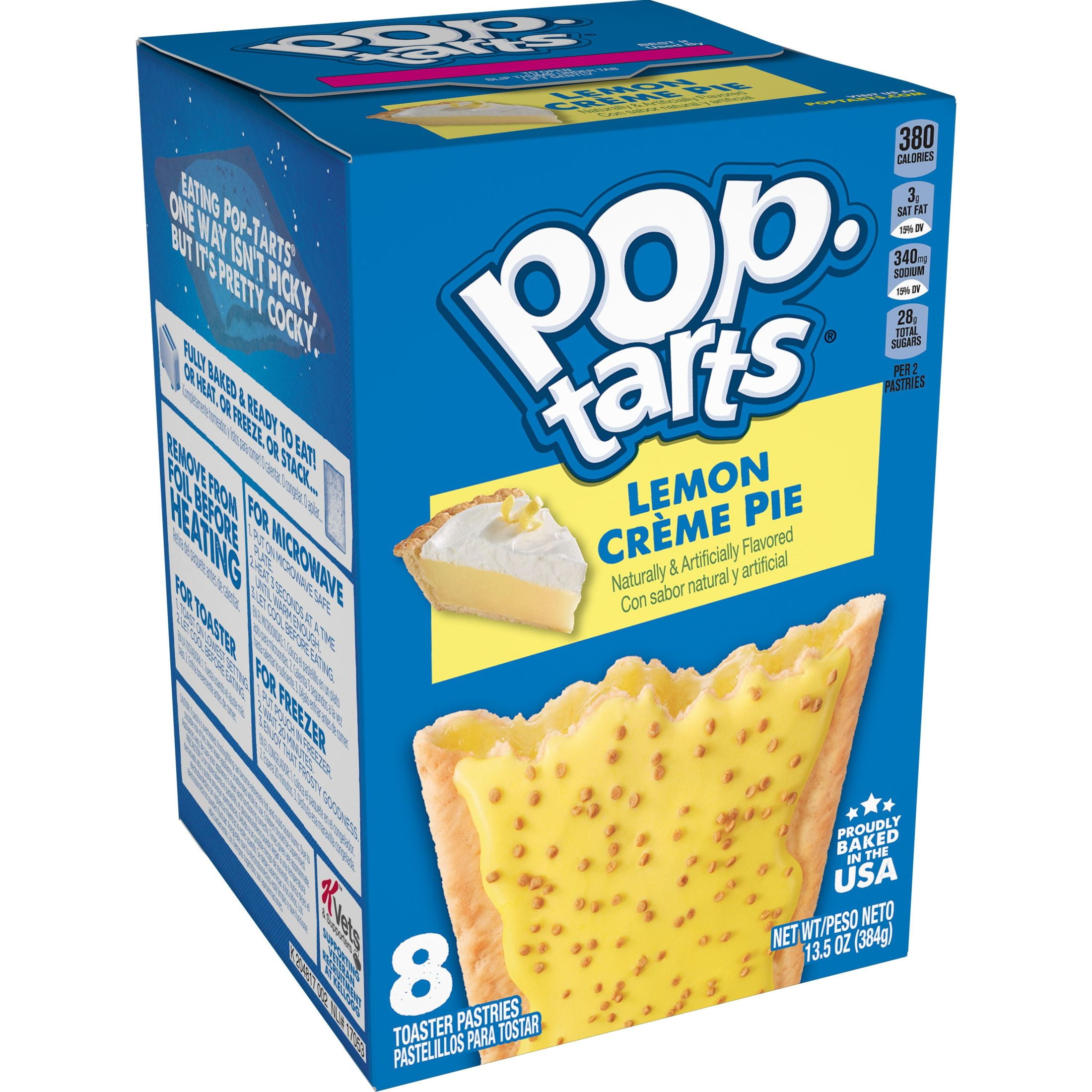 Pop-Tarts Toaster Pastries, Breakfast Foods, Frosted Lemon Creme Pie, 8 Ct, 13.5 Oz, Box