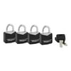 Master Lock Padlock 121Q Covered Solid Body, 3/4in (19mm) Wide, 4 Pack