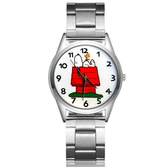 Peanuts Cartoon Dog on Dog House Metal Wristband Watch