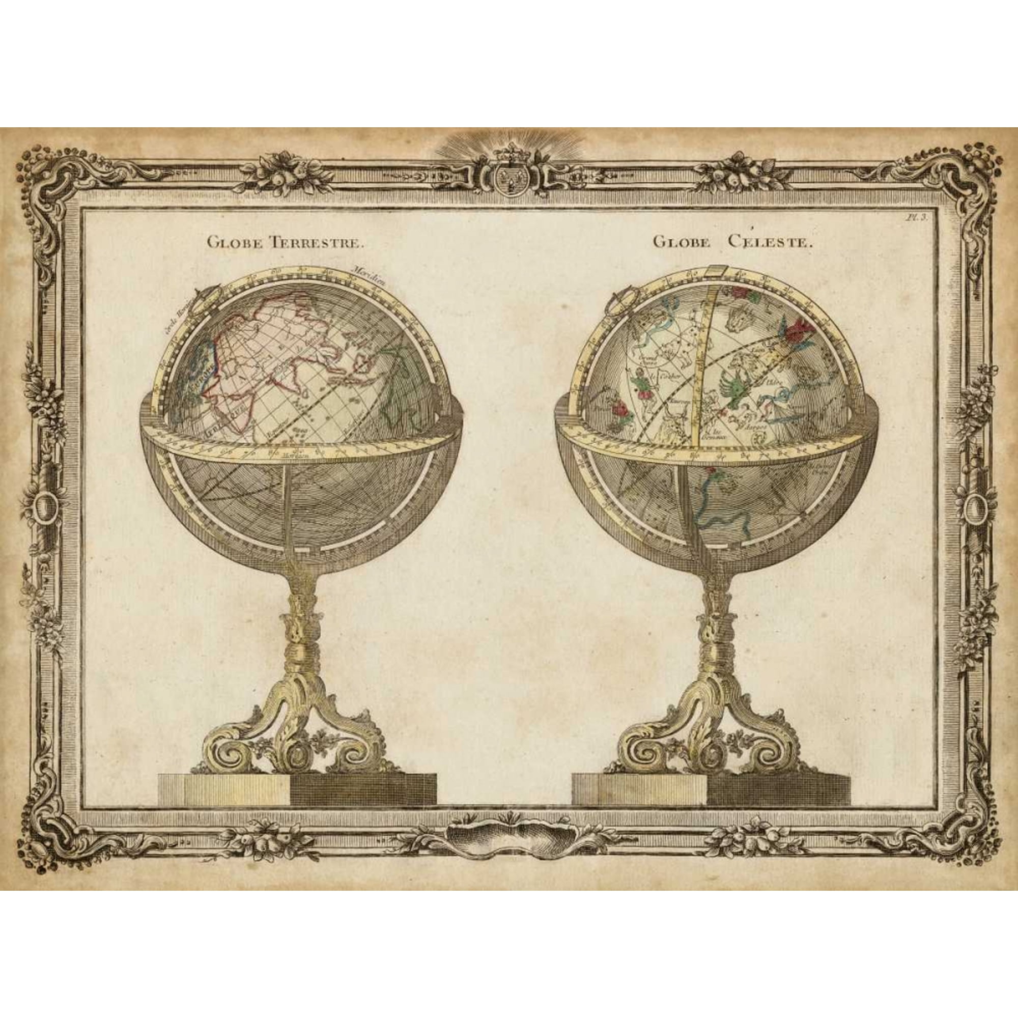 Terrestrial and Celestial Globes Poster Print - Studio Vision (24 x 18)