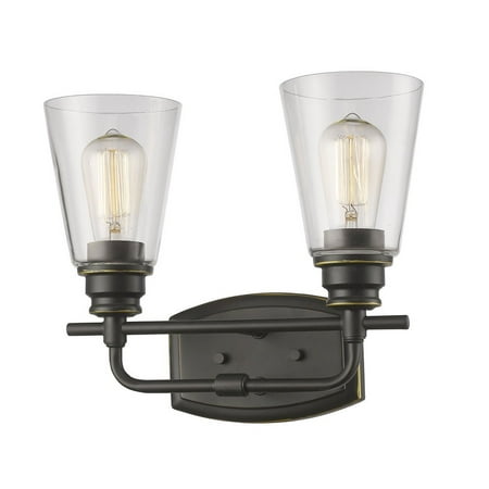 

2 Light Vanity Light Fixture in Utilitarian Style 13.13 inches Wide By 10.75 inches High-Olde Bronze Finish Bailey Street Home 372-Bel-1809608