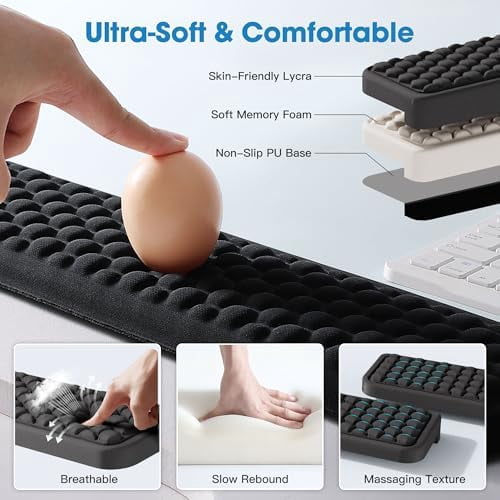 Quivanta L-Shaped Desk Elbow Pad for Desk, Memory Foam Elbow Support Padding with Non-Slip, 2-Piece Ergonomic Desk Edge Cushion, Wrist Comfort Support for Office Home (Honeycomb Texture)