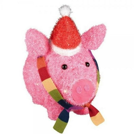 lighted tinsel pig with hat and scarf christmas yard decor indoor christmas displays