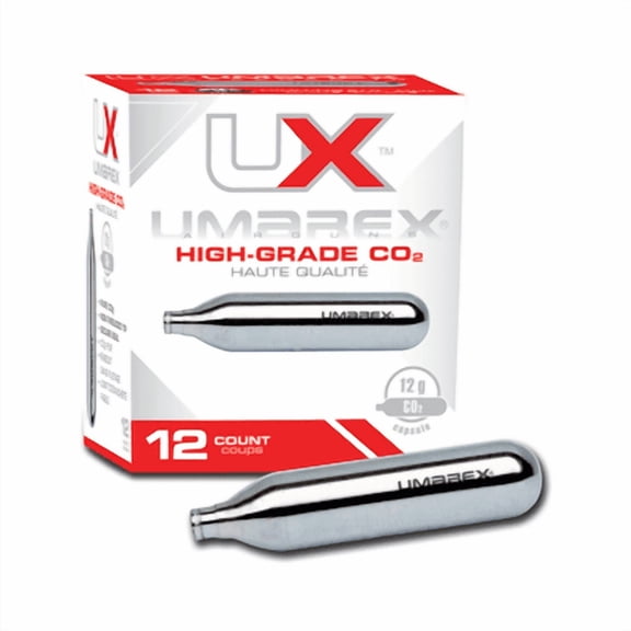 Umarex 12 Gram Non-Threaded CO2 Cartridges, Silver, 12 Pack