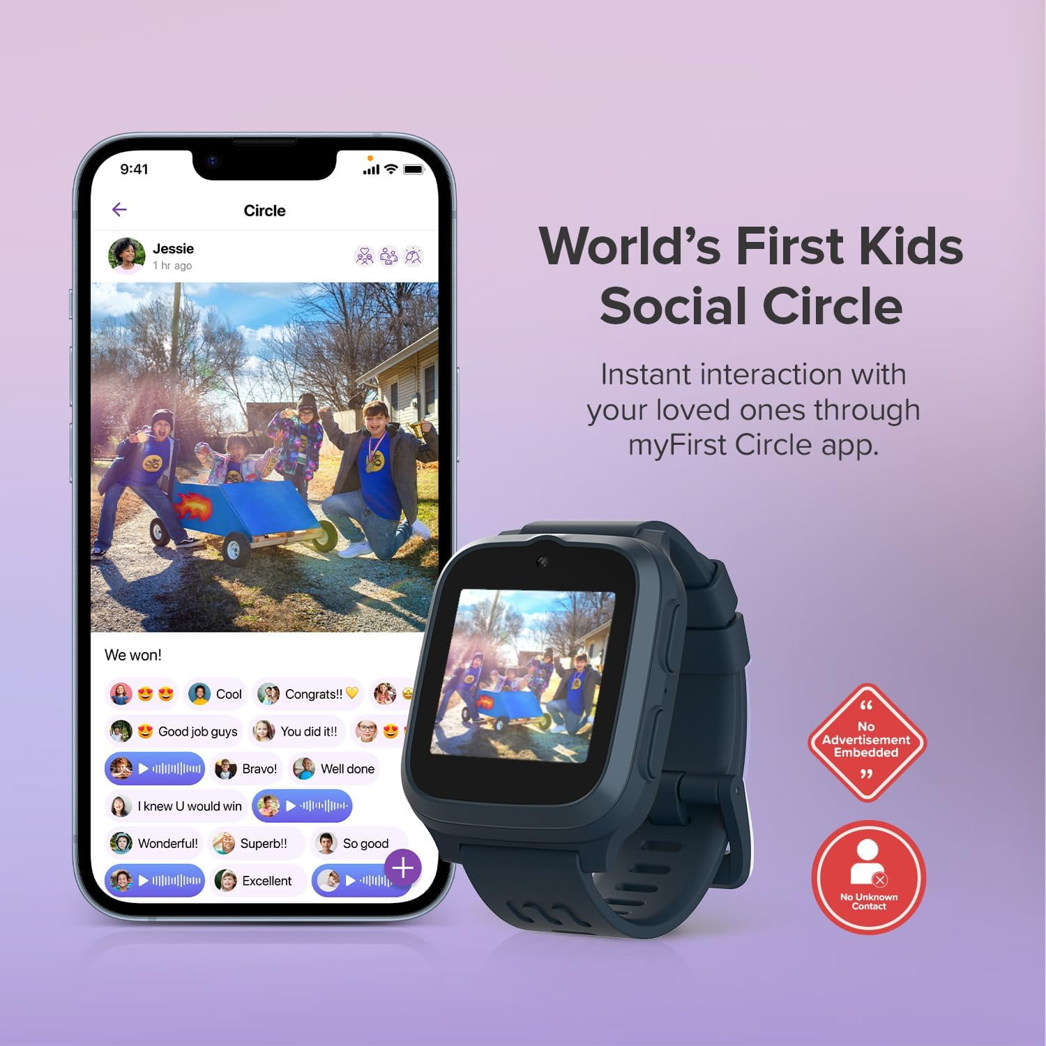 myFirst Fone S3+ (Space Blue)- Kids Smartwatch Phone: eSIM Technology, GPS Tracker, HD Video & Voice Call, Messaging, SOS Button, Care Call