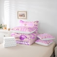 thumbnail image 6 of jejeloiu Y2K Patchwork 7 Pieces Full Size Bedding Sets For Girls,Cute Pattern Full Size Bed in a Bag,Pink Purple,Reversible, 6 of 7