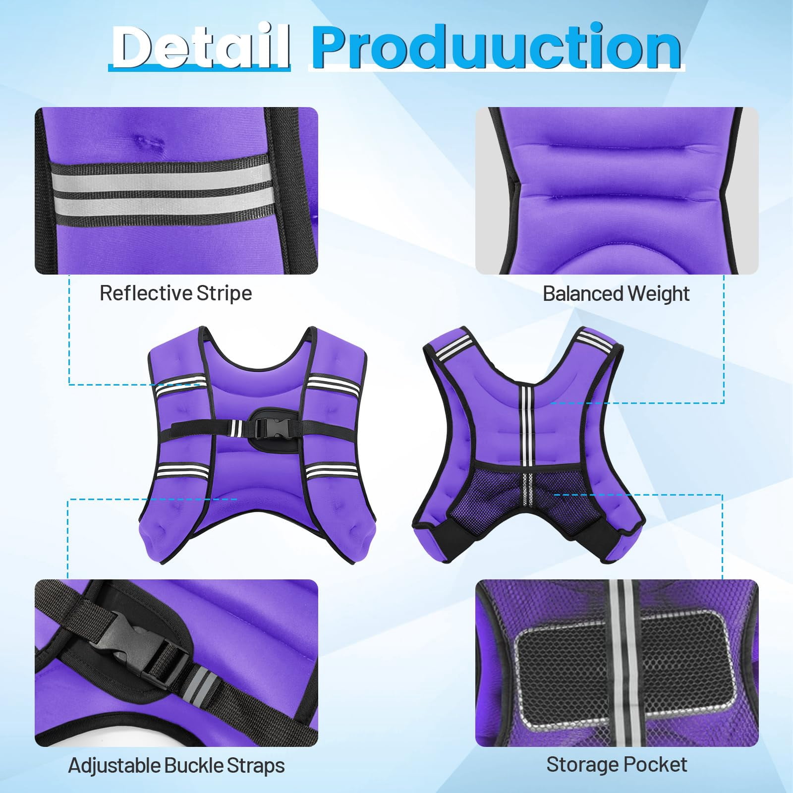 Purple 8LB Weighted Vest for Men and Women Workout Fitness