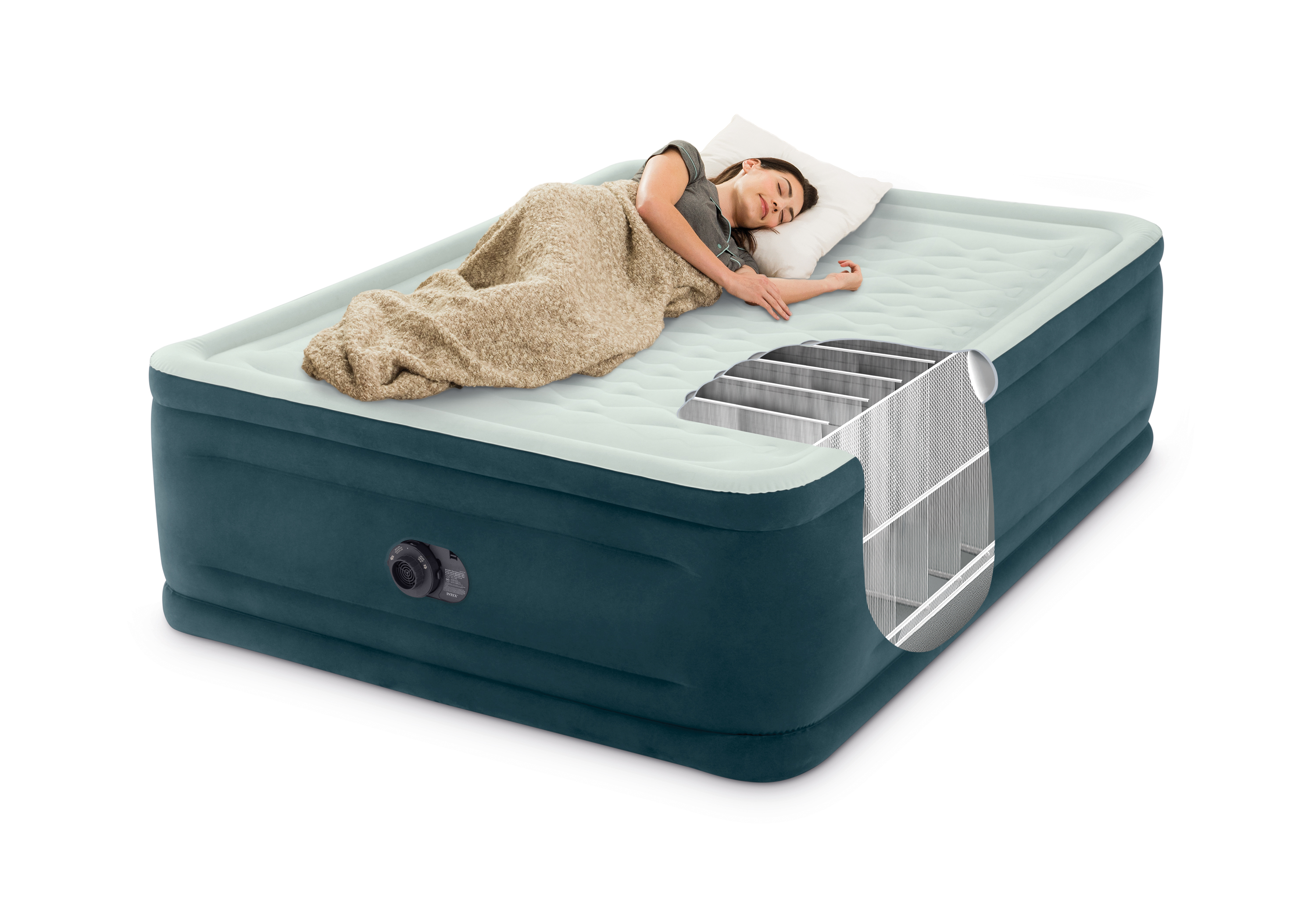 INTEX 24″ QUEEN DREAM LUX PILLOW TOP DURA-BEAM AIRBED MATTRESS WITH BUILT-IN PUMP