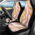 thumbnail image 2 of Yuyamidu Pink Marble Print Car Seat Cover Set of 14 Women Steering Wheel Cover Seat Belt Pads Cup Holder Center Console Cover Headrest Covers Keychain, 2 of 7