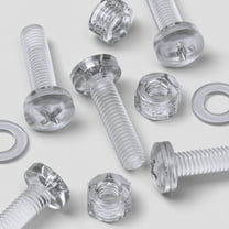 Pack of 60 Transparent Clear Plastic Acrylic M5 x 20mm Nuts & Bolts, Washers - Acrylic Plastic Screws, (13/64 x 25/32 in)