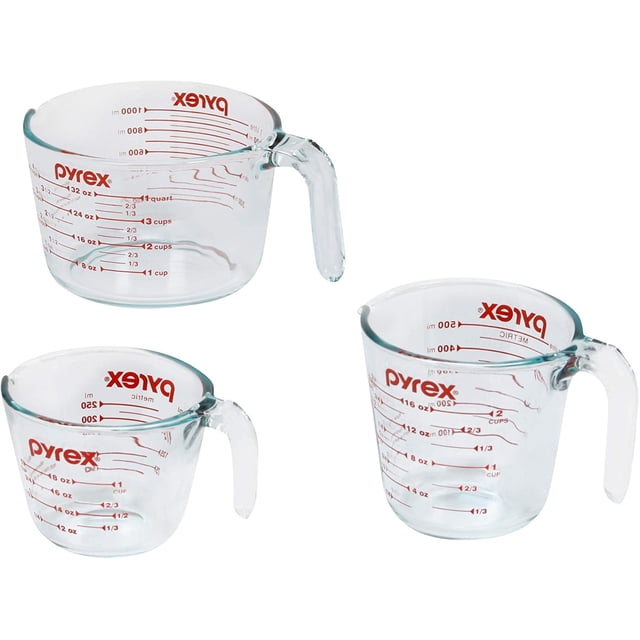 Juego de tazas medidoras de vidrio Pyrex (3 piezas, microond Pyrex Pyrex