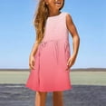 thumbnail image 2 of JUoaLXG Juniors Girls Casual Dresses Summer Gradient Print Round Neck Sleeveless A Line Stretchy Casual Beach Outdoor Dress Streetwear,Pink,13-14 Years, 2 of 5