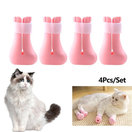 GASTROPOD 4Pcs/Set Cat Shoes Anti-Scratch Shoes for Cats Adjustable Cat Claw Covers for Bathing Shaving Checking Treatments