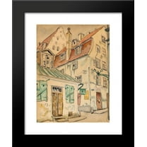 A Street Scene from Riga 20x24 Framed Art Print by Mstislav Dobuzhinsky