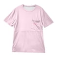 thumbnail image 5 of Gelikeya Nursing Friendly Zip Tshirt Maternity Shirts Comfortable Mama Letter Print Breastfeeding Short Sleeve Nursing Tops Pink, Size S, 5 of 5