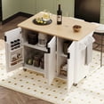 thumbnail image 4 of AVAXA 51" Fluted Kitchen Island with Drop Leaf, Farmhouse Accent Kitchen Island on Wheels with Internal Storage Rack, Rolling Kitchen Cart with Towel Rack for Kitchen, Dining Room, White Ash, 4 of 23