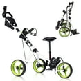 thumbnail image 1 of Costway Chariot de Golf Pliable à 3 Roues à Pousser et Tirer avec Siège, Tableau d'Affichage, Sac, Pivotant, 1 of 10