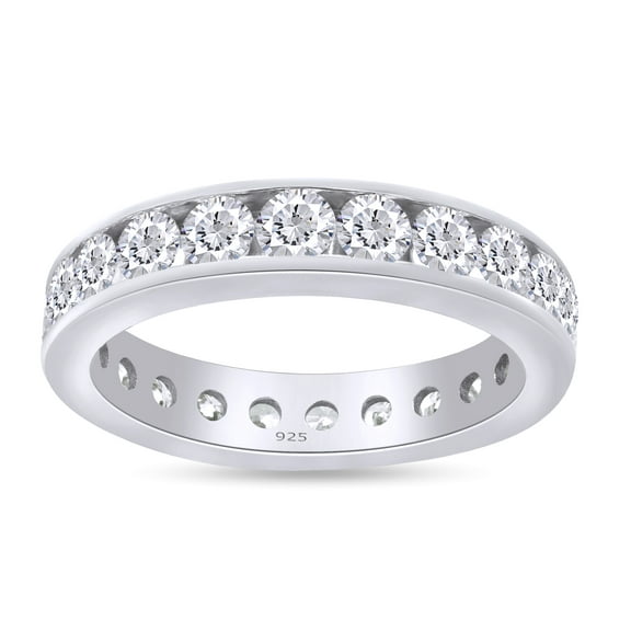 2 Ct Round Cut Lab Created Moissanite Diamond Eternity Stackable Wedding Band Ring In 14K White Gold Plated Sterling Silver(G-H Color,VVS1 Clarity,2.00 Cttw)-4