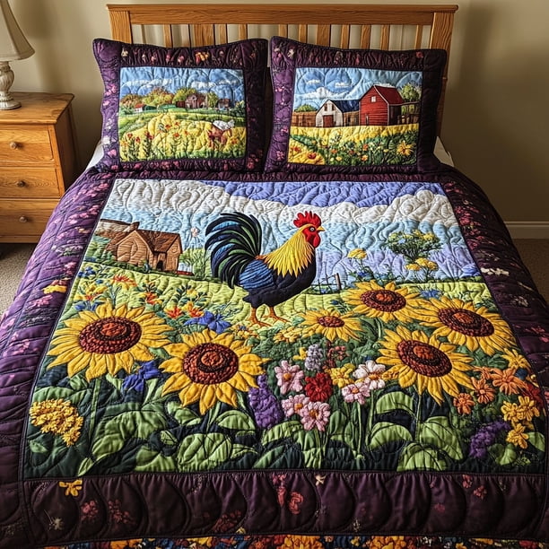 Gallo Girasol Granja Dai241224253 Colcha Juego de Cama