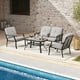 thumbnail image 3 of Costway Juego De Muebles De Patio De 4 Piezas, Juego Al Aire Libre Con Cojines Y Almohadas De Cintura, Mesa De Centro De Vidrio Templado, Juego De Sofá De Metal Resistente Para Patio, Jardín, Balcón, 3 of 5