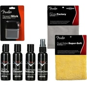 Fender Guitar Super Care Kit Bundle with Custom Shop Deluxe Guitar Care System 4 Pack, Speed Stick String Cleaner, Super-Soft Dual-Sided Microfiber Cloth, and Fender Factory Microfiber Cloth
