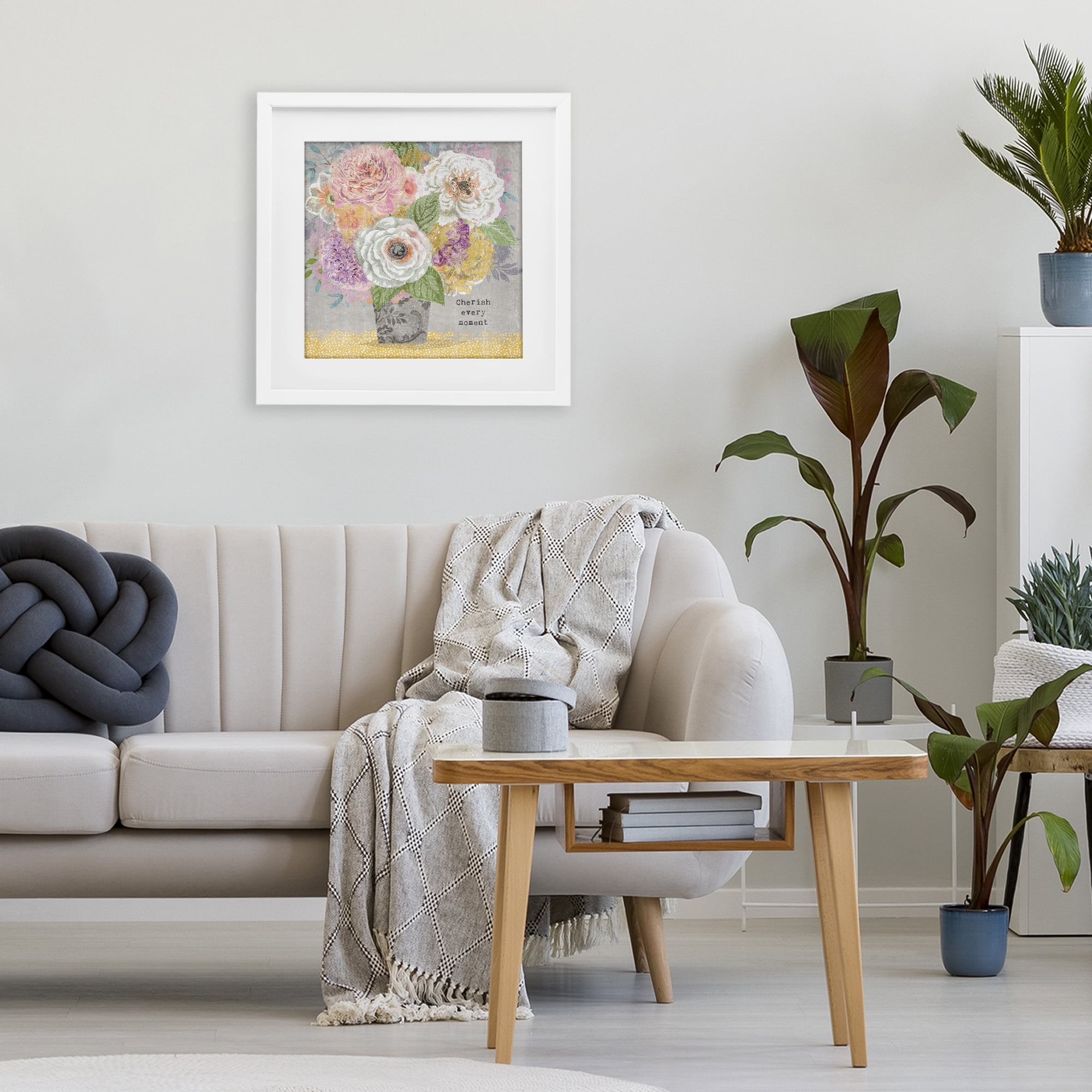 Stupell Industries Cherish Every Moment Inspiration White Framed Print Under Glass, design by Suzanne Nicoll