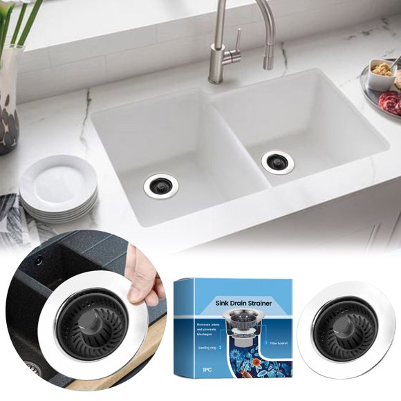 2PC Kitchen Sink Drain Strainer and Sink Stopper Stainless Steel Kitchen Drain Plug Cover Anti-Clogging