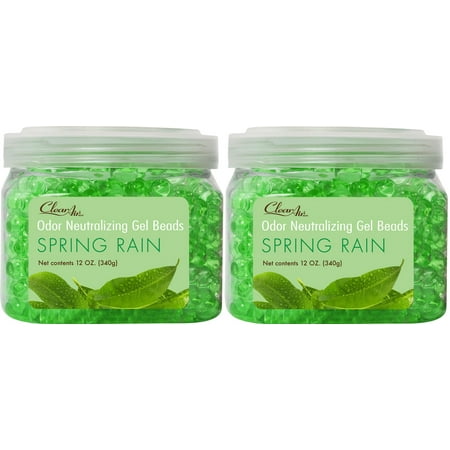 12 Pack Spring - Clear Air Odor Eliminator Gel Beads - Spring Rain - 2 Pack (12oz)