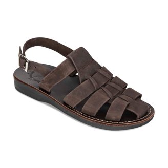 Michael - Closed Toe Leather Fisherman Sandal | Brown  display picture 3