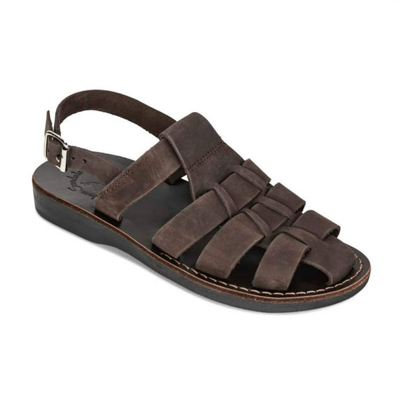 Michael - Slingback Leather Fisherman Sandal | Brown Nubuck