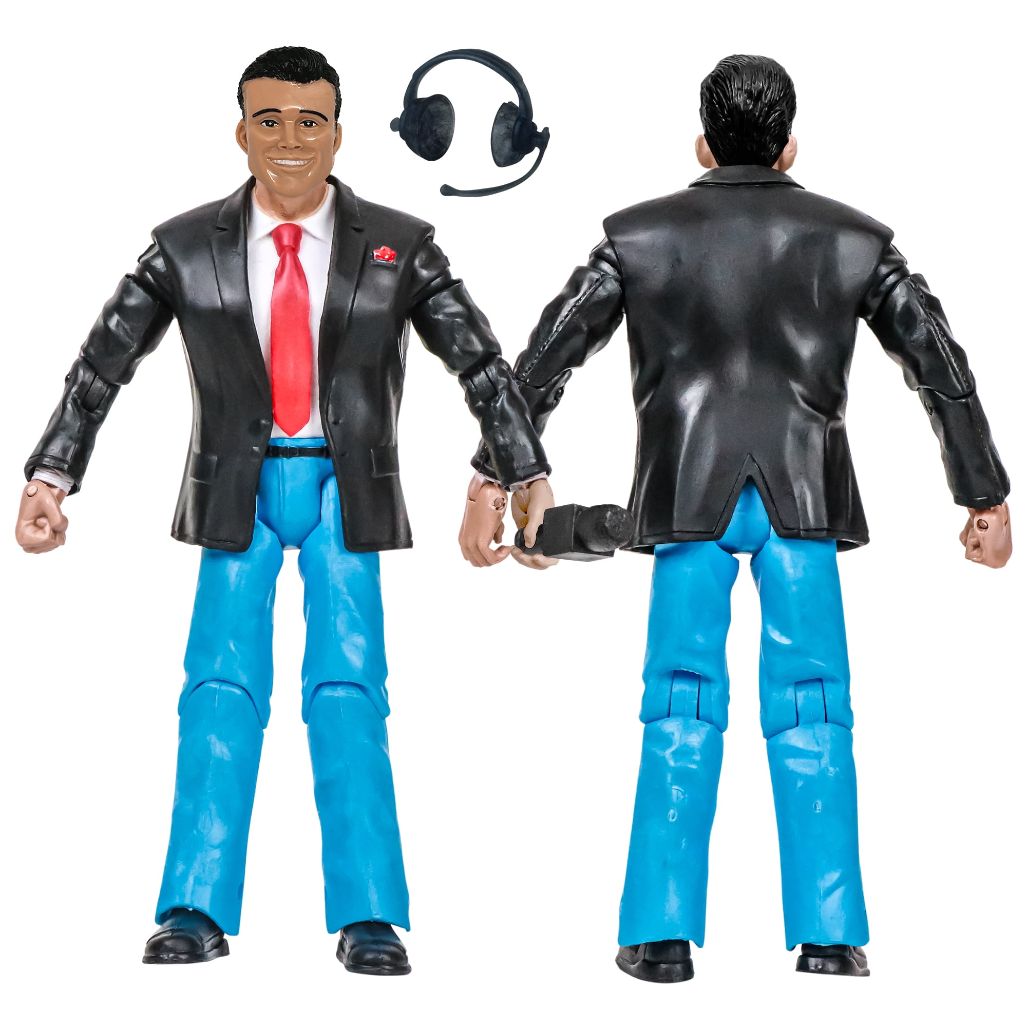 Commentator with Headphones & Microphone for WWE Wrestling Action