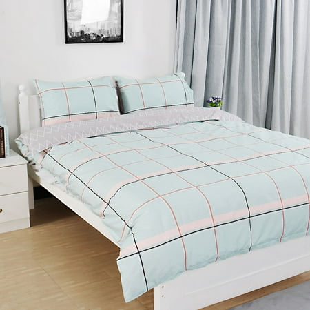 Piccocasa Duvet Cover 3 Piece Bed Pillowcase Set Double Size Green