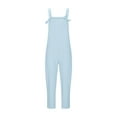 thumbnail image 4 of Hvyesh Denim Jumpsuit for Women Wide Leg Casual Cotton Linen Jumpsuits Loose Fit Overalls Flowy Sleeveless Bib Outfits Summer Jean Jumpsuit for Women, 4 of 6