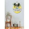 thumbnail image 5 of Stay Awhile Front Door Sign Funny Wreaths Hanging Wooden Plaque Decoration Round Rustic Wood Farmhouse Porch Decor for Home Front Door Decor, 11 Inch, 5 of 5
