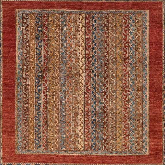 Ahgly Company Indoor Square Abstract Red Abstract Area Rugs, 5' Square